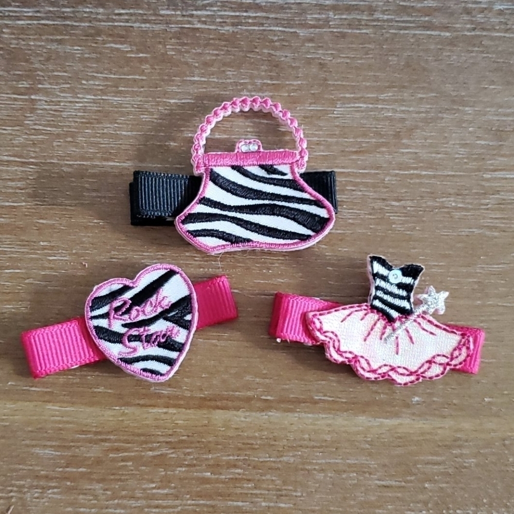 NWT Zebra Rockstar hair clippie set